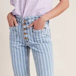 Pilcro High-Rise Striped Acid Wash Slim Jeans Pants Size 28/6 NW ANTHROPOLOGIE